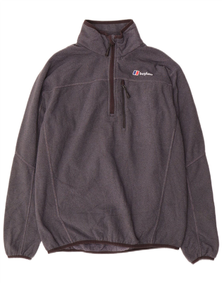 BERGHAUS Mens Zip Neck Sweatshirt Jumper Small Grey Polyester