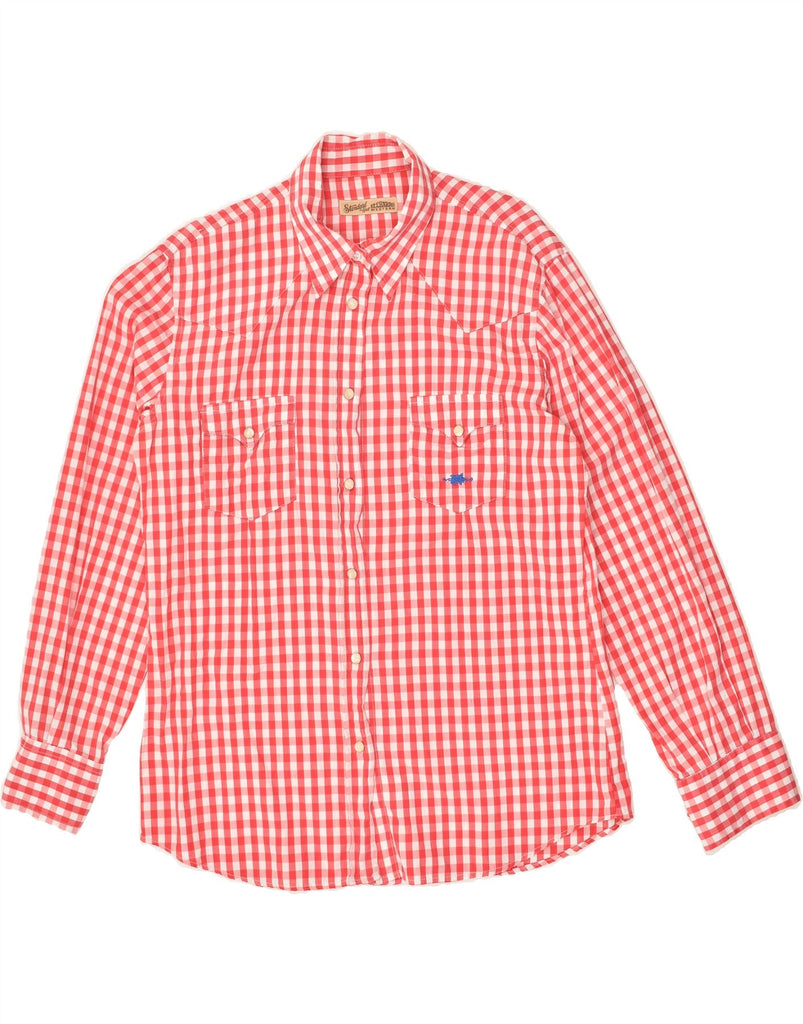 EL CHARRO Womens Standard Shirt UK 18 XL Red Gingham Cotton | Vintage El Charro | Thrift | Second-Hand El Charro | Used Clothing | Messina Hembry 