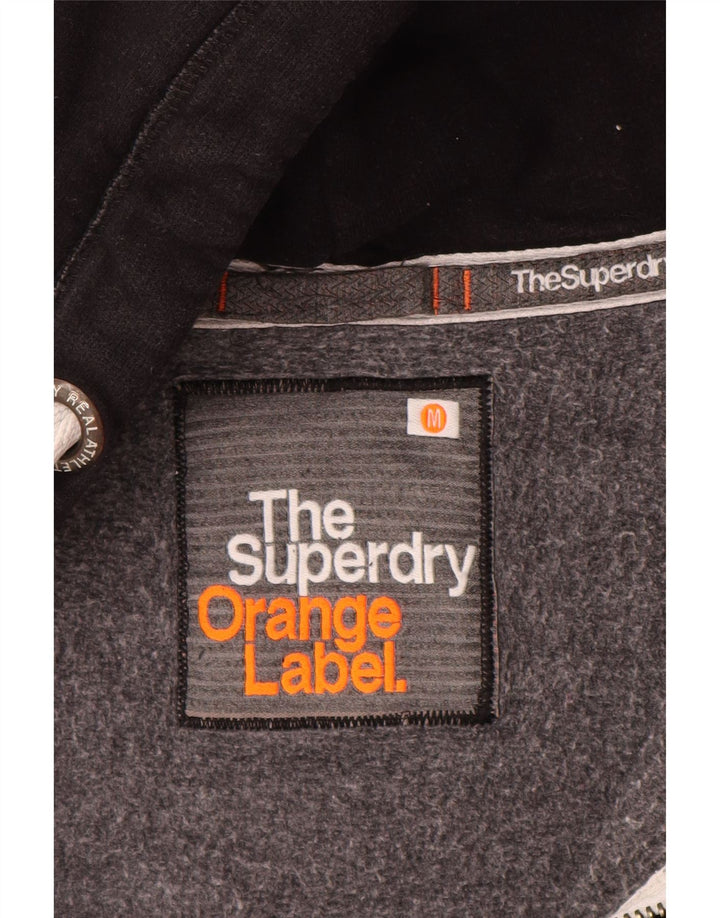 Superdry Womens Zip Hoodie Sweater UK 12 Medium Black Cotton