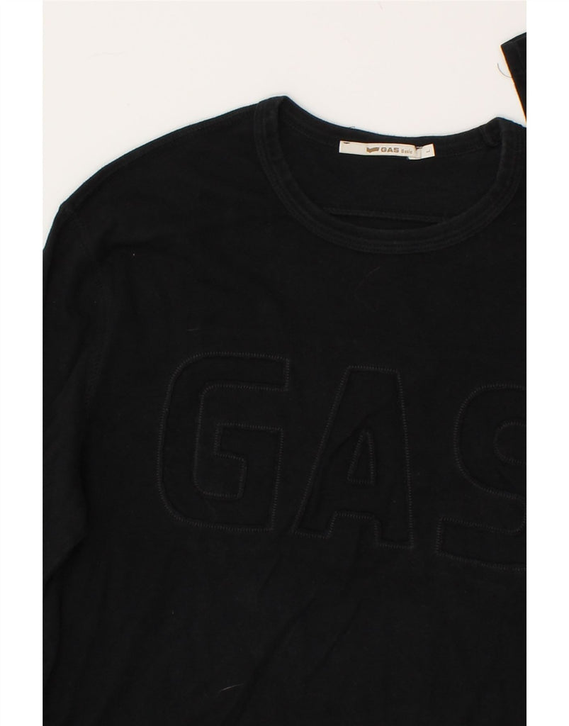 GAS Womens Graphic Top Long Sleeve UK 14 Large Black Cotton | Vintage Gas | Thrift | Second-Hand Gas | Used Clothing | Messina Hembry 
