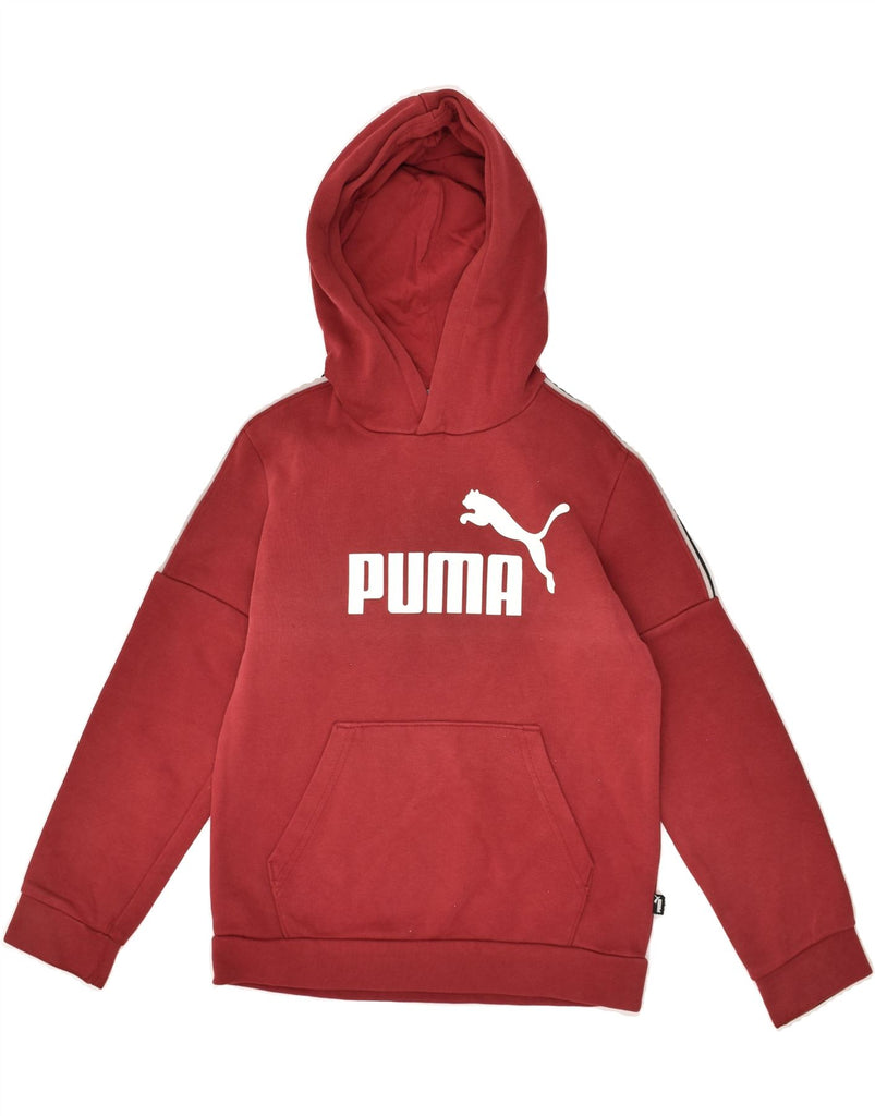 PUMA Boys Graphic Hoodie Jumper 9-10 Years Burgundy Cotton | Vintage Puma | Thrift | Second-Hand Puma | Used Clothing | Messina Hembry 