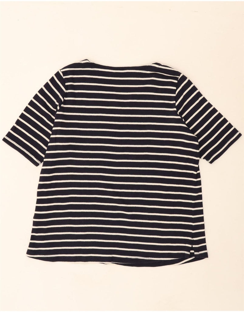 L.L.BEAN Womens T-Shirt Top UK 18 XL Navy Blue Striped Cotton Vintage L.L.Bean and Second-Hand L.L.Bean from Messina Hembry 