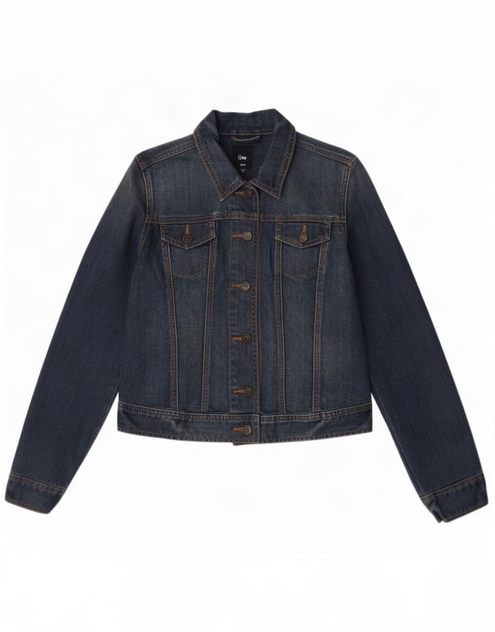 Gap Womens Crop Denim Jacket UK 14 Medium Blue Cotton