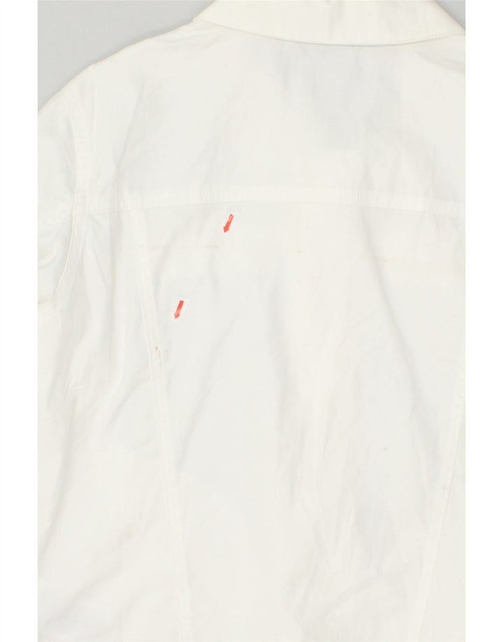 COLUMBIA Womens Crop Bomber Jacket UK 14 Medium White Cotton | Vintage Columbia | Thrift | Second-Hand Columbia | Used Clothing | Messina Hembry 