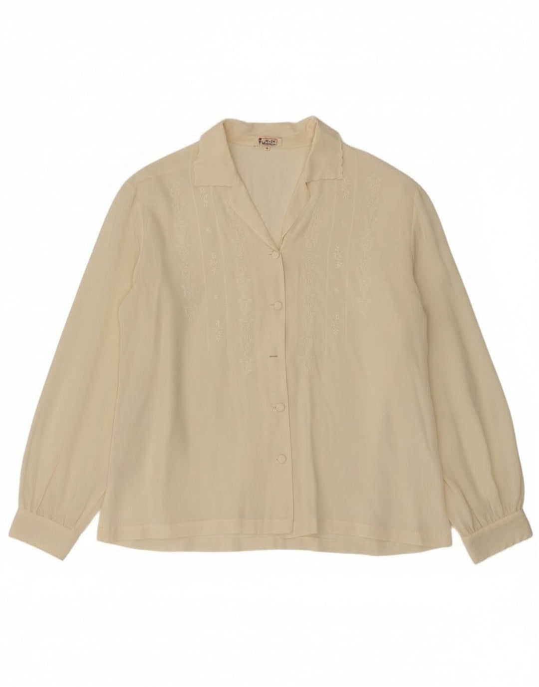 Vintage Womens Loose Fit Shirt Blouse UK 10 Small Off White Silk