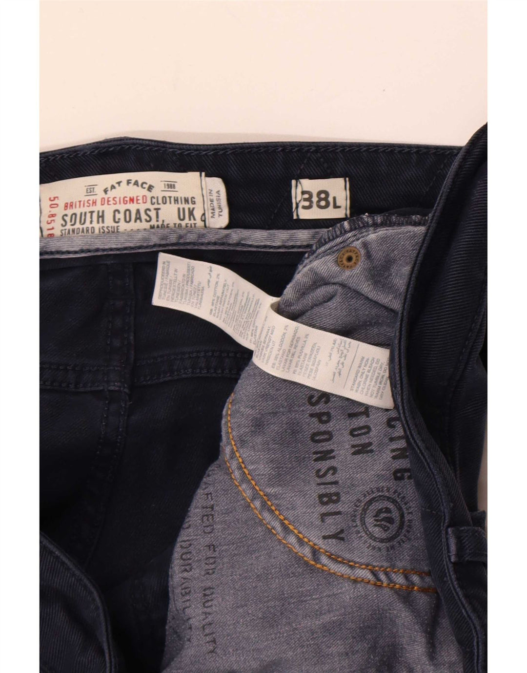 Fat Face Mens Slim Jeans W38 L32 Navy Blue Cotton