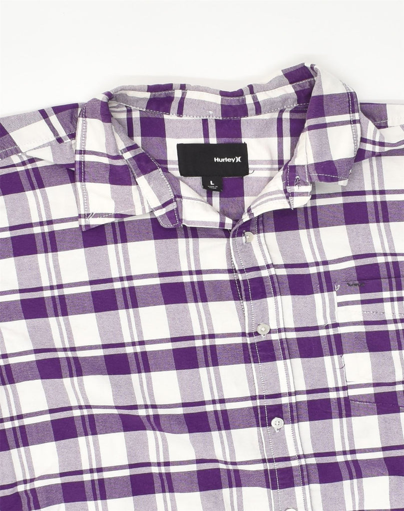 HURLEY Mens Short Sleeve Shirt Large Purple Check Cotton | Vintage Hurley | Thrift | Second-Hand Hurley | Used Clothing | Messina Hembry 