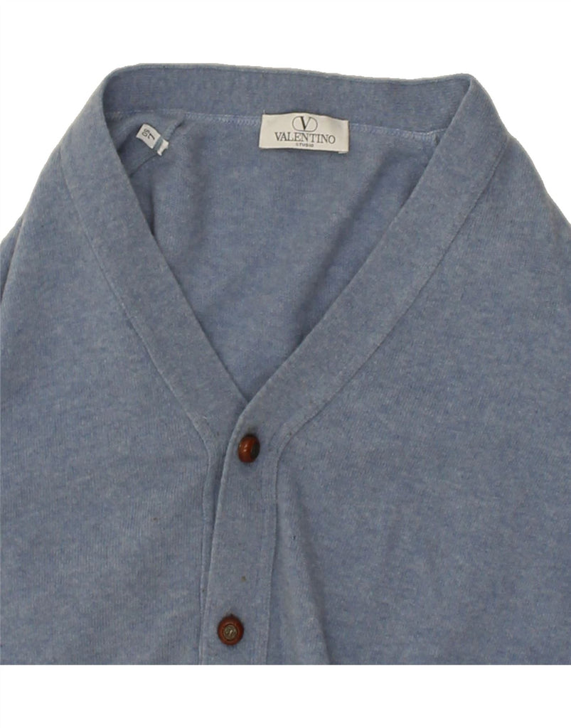 VALENTINO Mens Sleeveless Cardigan Sweater IT 50 Medium Blue Wool | Vintage Valentino | Thrift | Second-Hand Valentino | Used Clothing | Messina Hembry 