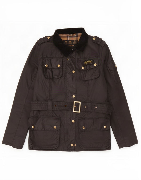 Barbour Womens Waxed Cotton Jacket UK 14 Large Black