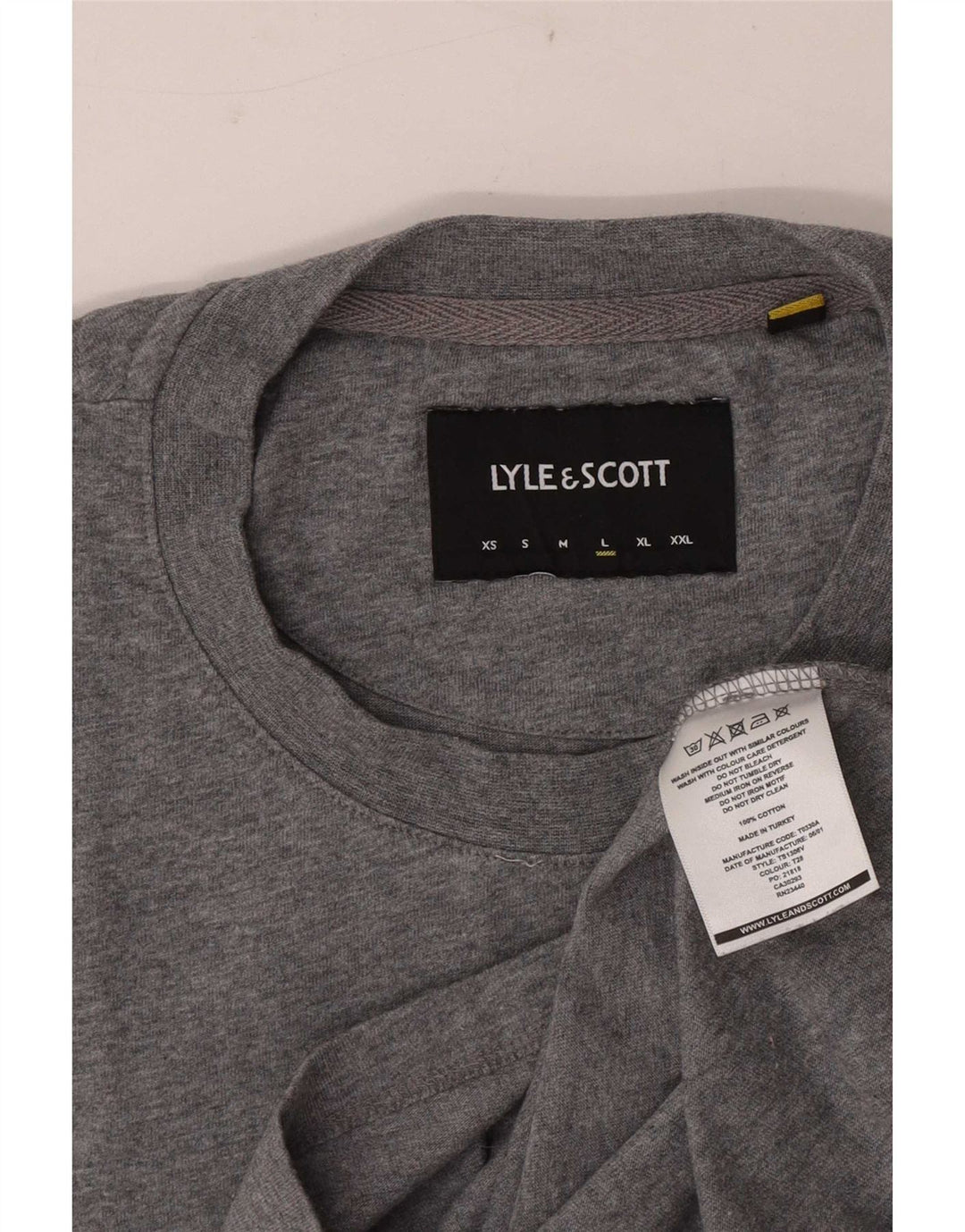 Lyle & Scott Mens Graphic T-Shirt Top Large Grey Colourblock Cotton