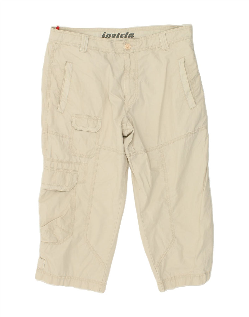 INVICTA Mens Straight Capri Trousers IT 50 Large W34 L20 Beige Cotton | Vintage Invicta | Thrift | Second-Hand Invicta | Used Clothing | Messina Hembry 