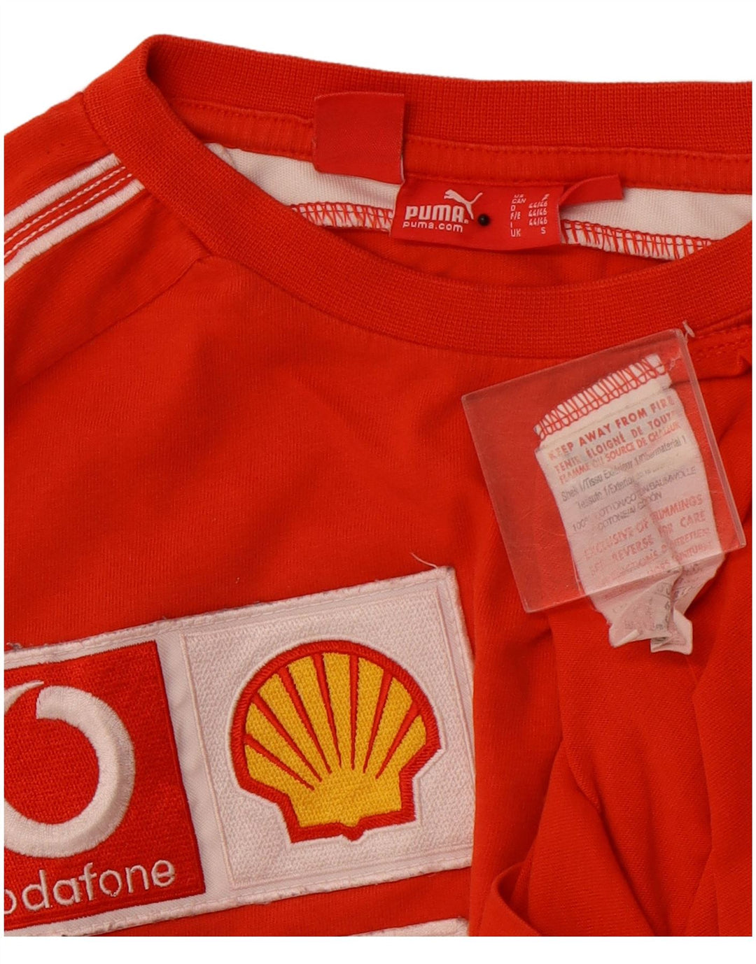 PUMA Mens Ferrari Graphic T-Shirt Top Small Red Colourblock Cotton