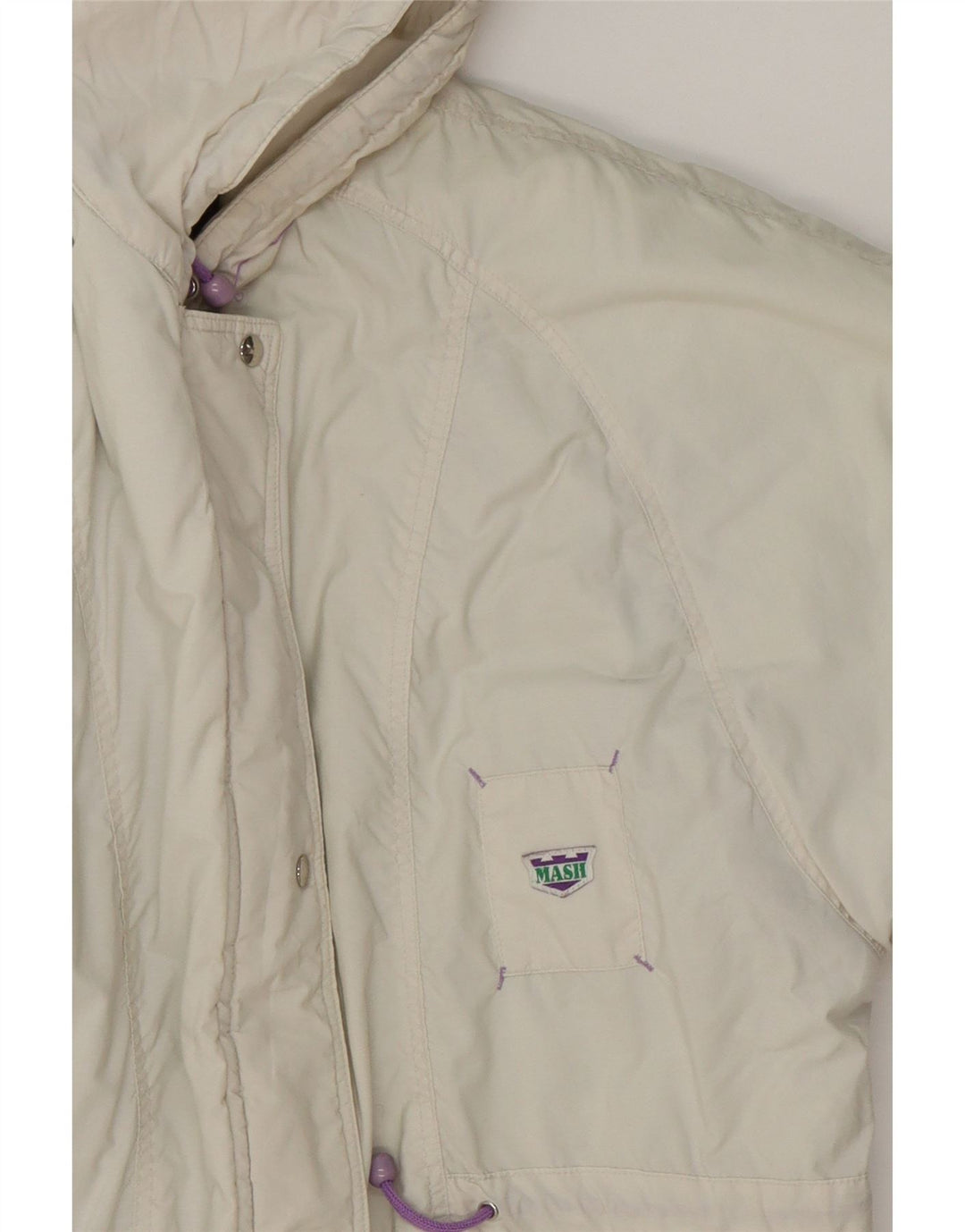 MASH Womens Hooded Windbreaker Jacket UK 18 XL White Cotton Vintage Mash and Second-Hand Mash from Messina Hembry 
