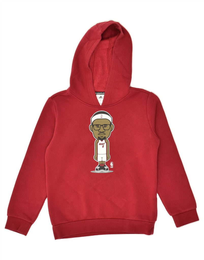 ADIDAS Boys Basketball Graphic Hoodie Jumper 9-10 Years Red Cotton | Vintage Adidas | Thrift | Second-Hand Adidas | Used Clothing | Messina Hembry 