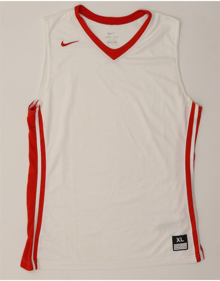 Nike Mens Dri Fit Vest Top XL White Colourblock Polyester