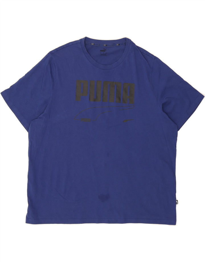 PUMA Mens Graphic T-Shirt Top 2XL Blue Cotton Vintage Puma and Second-Hand Puma from Messina Hembry 