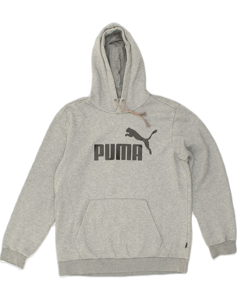 PUMA Mens Graphic Hoodie Jumper Medium Grey Cotton | Vintage Puma | Thrift | Second-Hand Puma | Used Clothing | Messina Hembry 