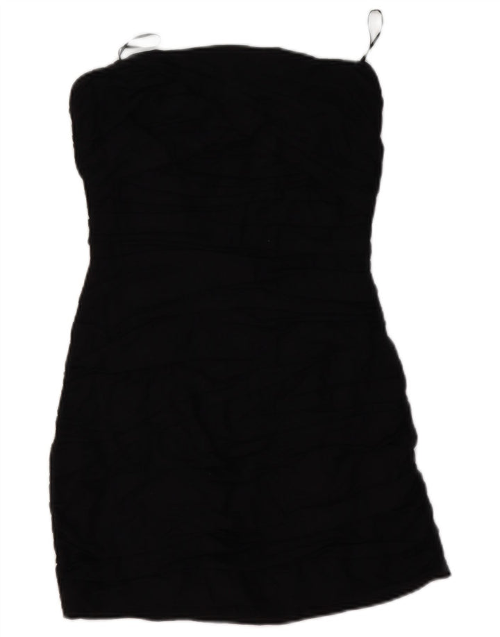 Zara Womens Mini Strapless Dress UK 8 Small Black Linen