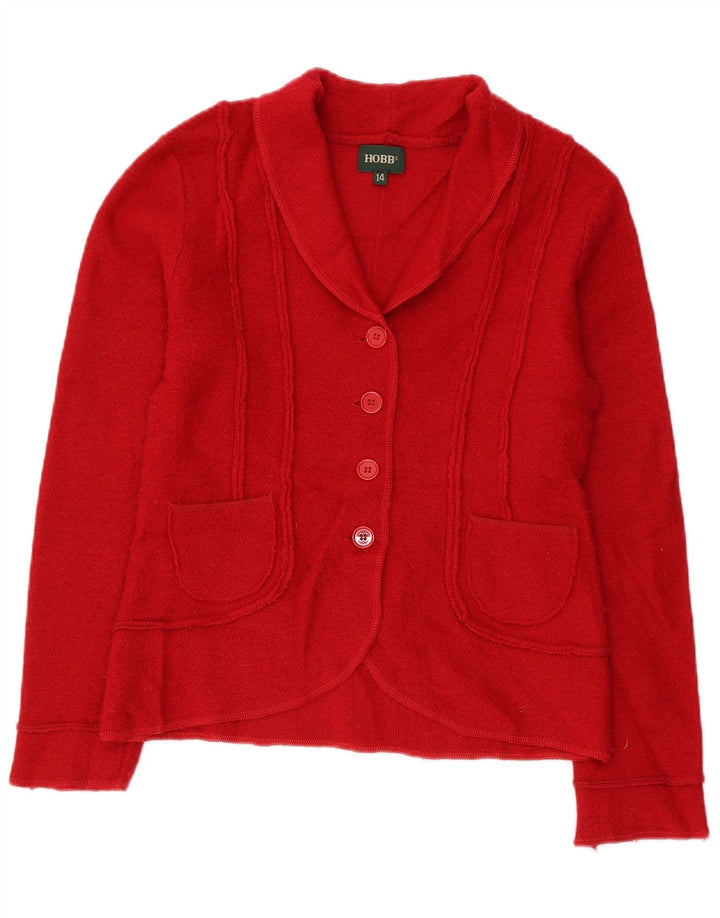 Hobbs Womens Cardigan Sweater UK 14 Medium  Red Merino Wool