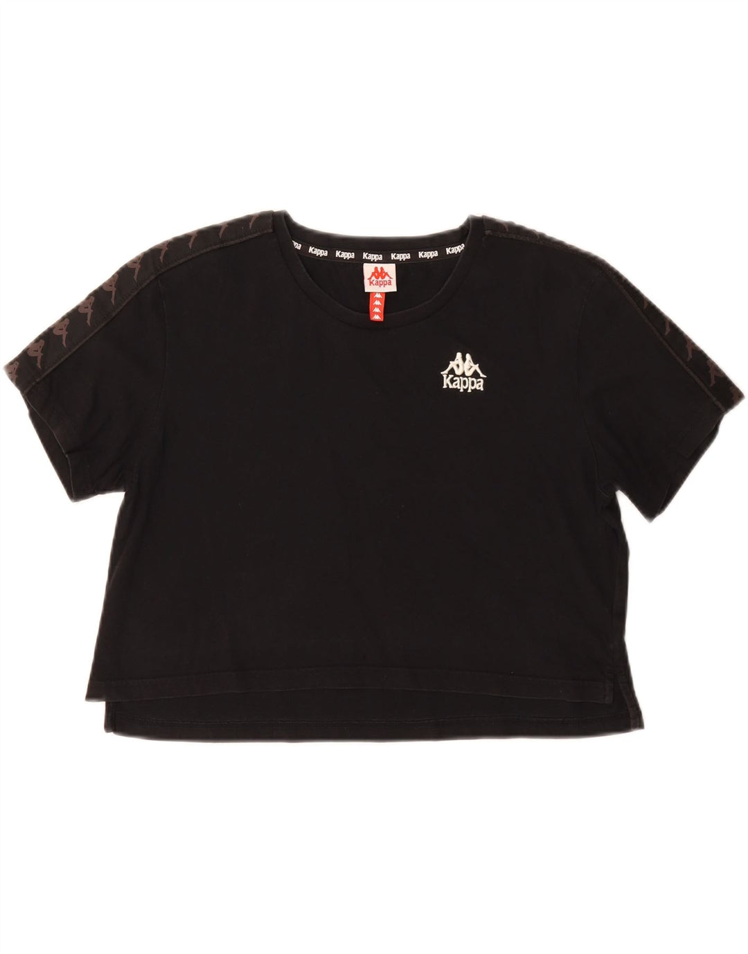 KAPPA Womens Oversized Crop Graphic T-Shirt Top UK 10 Small Black Vintage Kappa and Second-Hand Kappa from Messina Hembry 