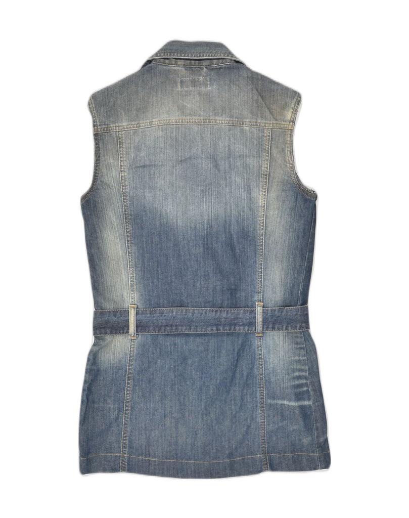 MASSIMO DUTTI Womens Sleeveless Longline Denim Gilet UK 10 Small Blue | Vintage Massimo Dutti | Thrift | Second-Hand Massimo Dutti | Used Clothing | Messina Hembry 