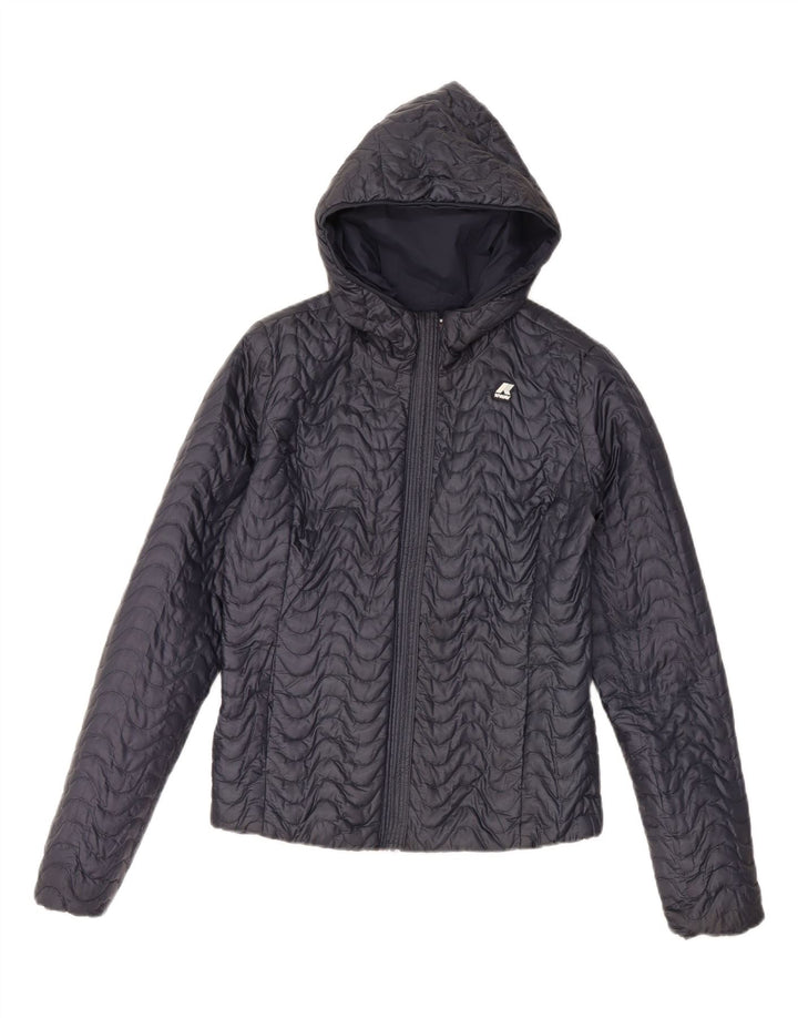 K-WAY Boys Hooded Reversible Jacket 8-9 Years Navy Blue Vintage K-Way and Second-Hand K-Way from Messina Hembry 