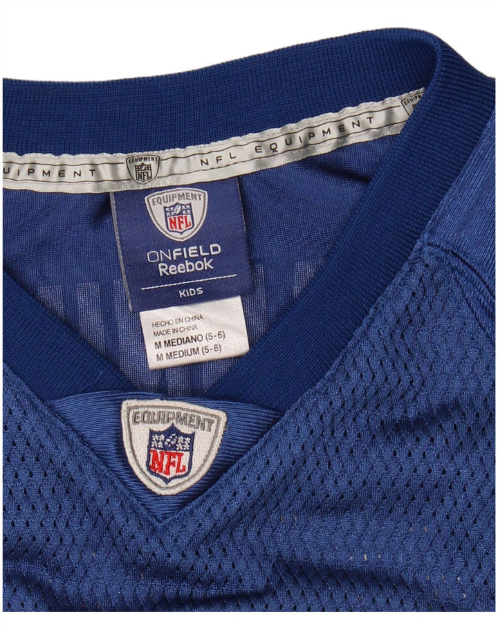 Reebok Boys NFL Graphic Jersey Top 5-6 Years Medium Navy Blue Colourblock