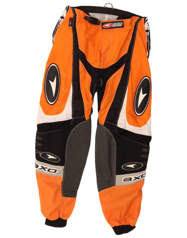 AXO Mens Graphic Moto Racer Trousers EU 54 2XL W38 L30 Orange Colourblock