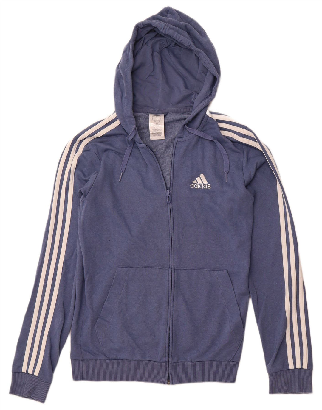 ADIDAS Mens Zip Hoodie Sweater Small Blue Cotton