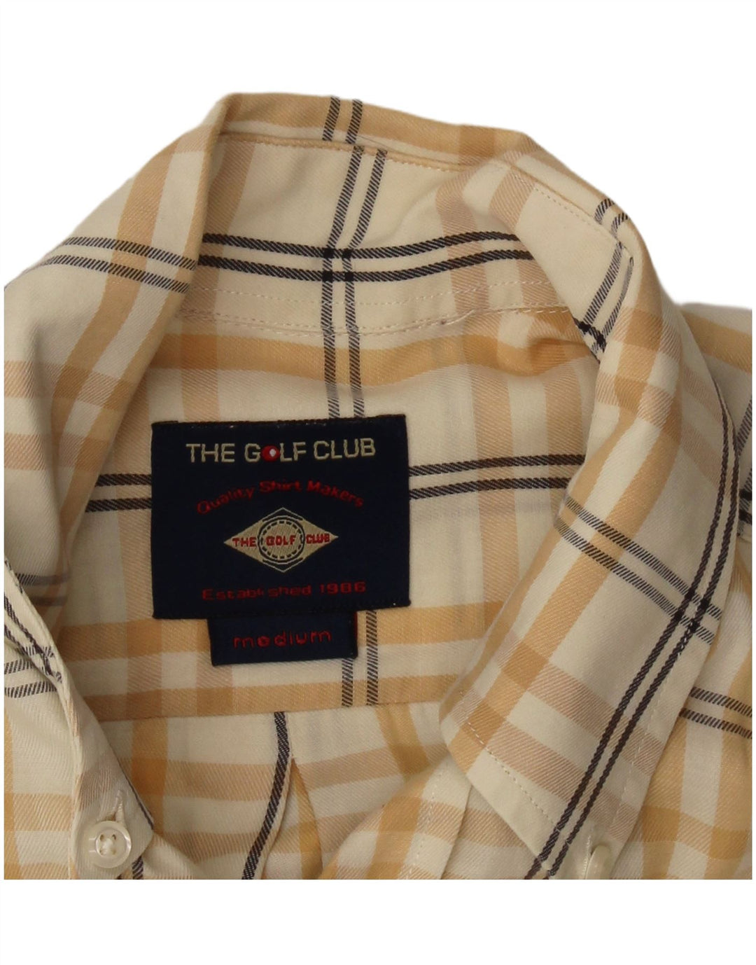 VINTAGE Mens Shirt Medium Yellow Check Cotton