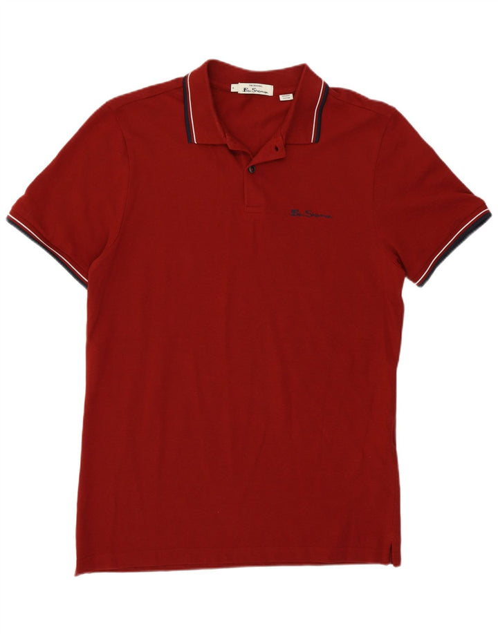 Ben Sherman Mens Polo Shirt Medium Maroon Cotton