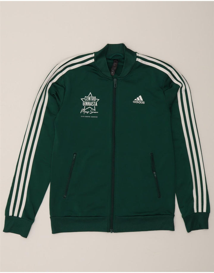 Adidas Womens Graphic Tracksuit Top Jacket UK 8/10 Small Green Polyester