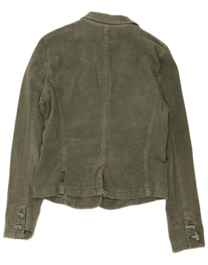 Armani Jeans Womens 3 Button Corduroy Blazer Jacket UK 16 Large Khaki