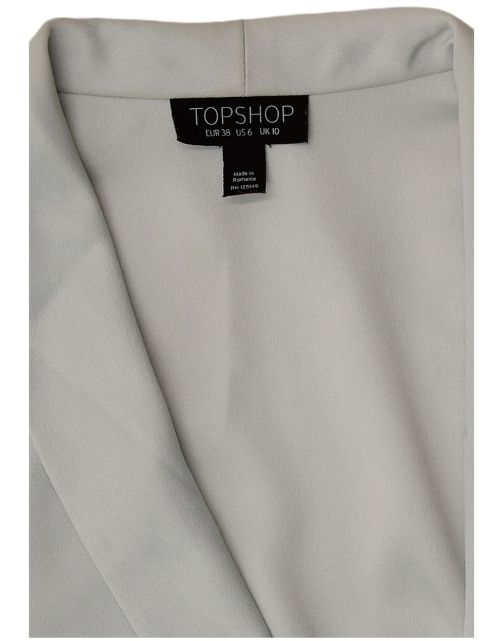 Topshop Womens Double Breasted Blazer Jacket UK 10 Small  Grey Polyester