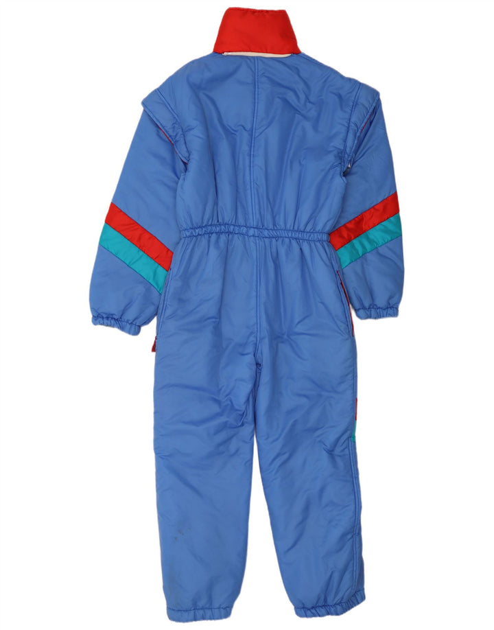 Vintage Mens Ski Jumpsuit Small Blue Colourblock Nylon Retro