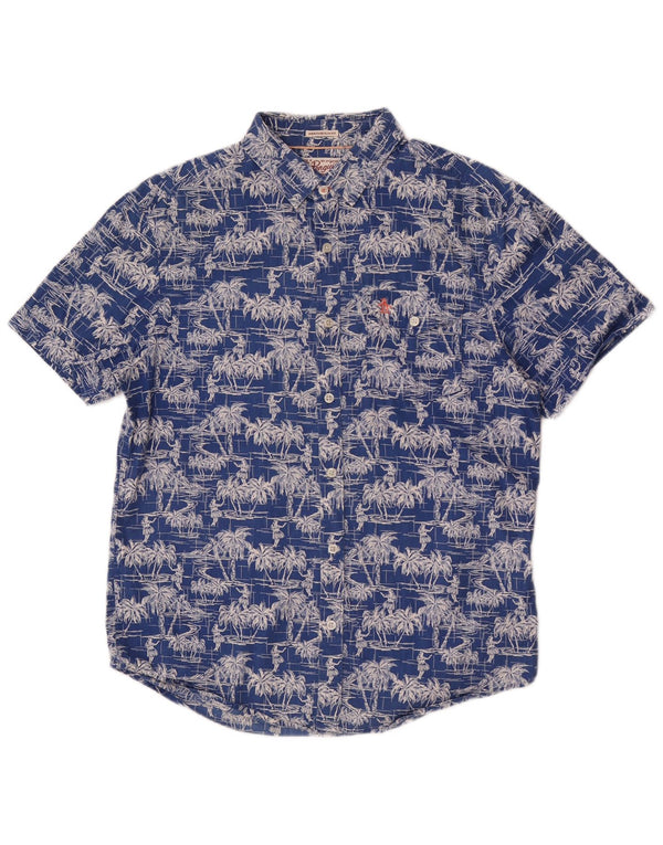Penguin Mens Heritage Short Sleeve Shirt Medium Blue Floral Hawaiian