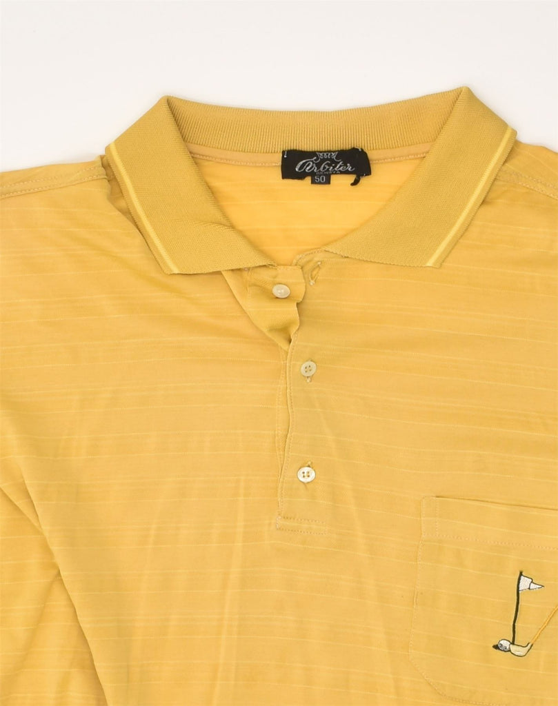 VINTAGE Mens Polo Shirt IT 50 Medium Yellow Pinstripe Cotton | Vintage Vintage | Thrift | Second-Hand Vintage | Used Clothing | Messina Hembry 