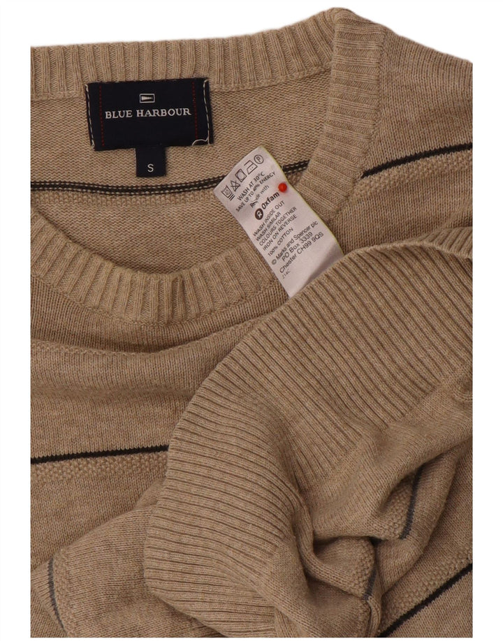 Marks & Spencer Mens Blue Harbour Crew Neck Jumper Sweater Small Beige