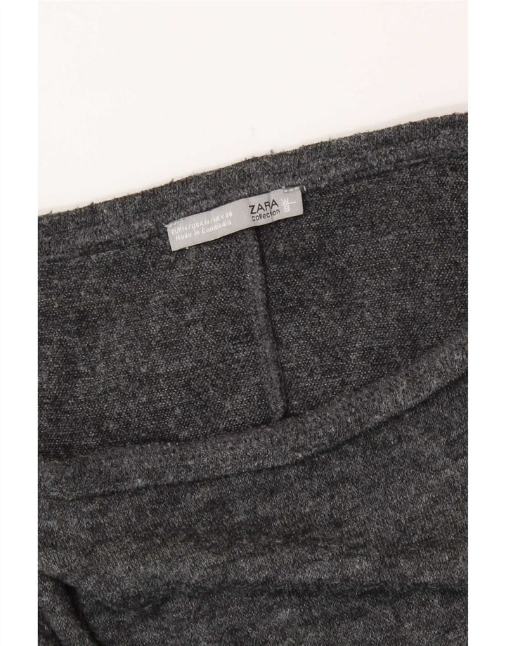 Zara Womens Top Long Sleeve UK 12 Medium Grey Flecked