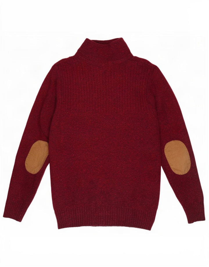 Crew Clothing Mens Button Neck Jumper Sweater Large Burgundy Flecked