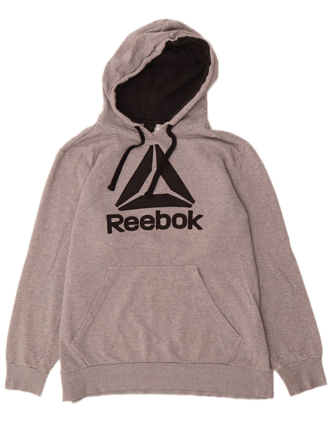 Reebok Mens Graphic Hoodie Jumper Large Grey Cotton