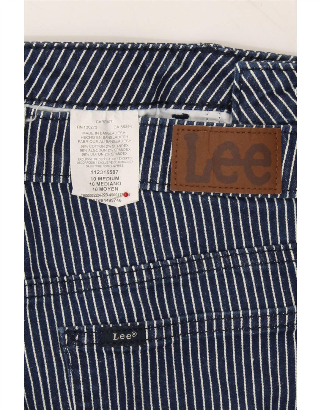 LEE Womens Regular Fit Casual Shorts US 10 Large W30  Navy Blue Striped Vintage Lee and Second-Hand Lee from Messina Hembry 