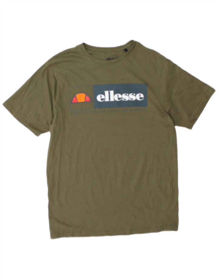 Ellesse Mens Graphic T-Shirt Top Large Khaki Cotton