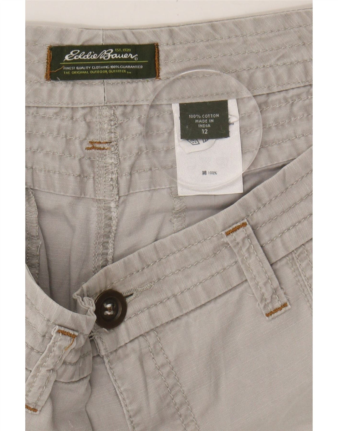 EDDIE BAUER Womens Straight Cargo Capri Trousers US 12 Large W34 L21 Grey Vintage Eddie Bauer and Second-Hand Eddie Bauer from Messina Hembry 