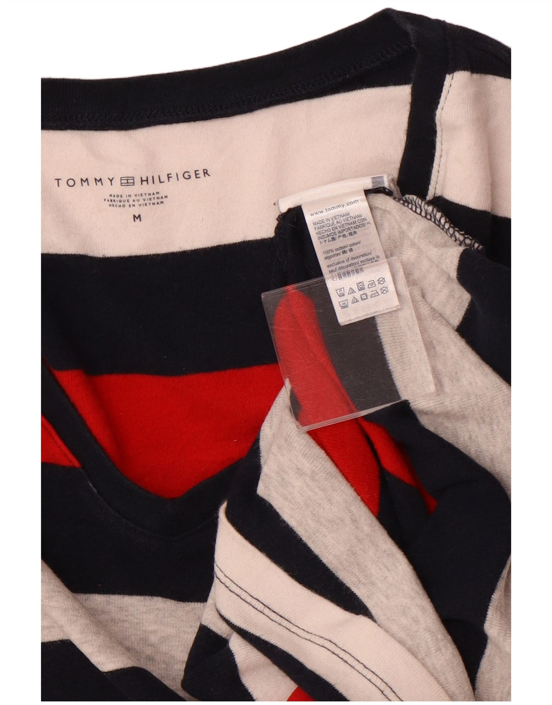 TOMMY HILFIGER Womens T-Shirt Top UK 12 Medium Multicoloured Striped
