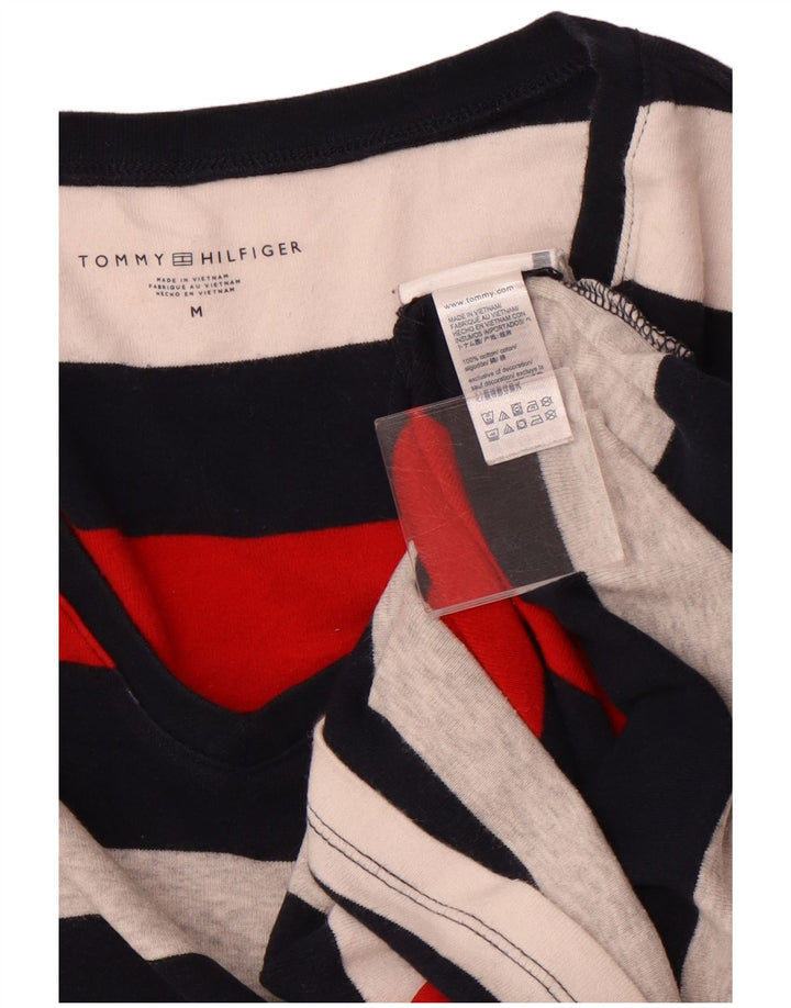 TOMMY HILFIGER Womens T-Shirt Top UK 12 Medium Multicoloured Striped