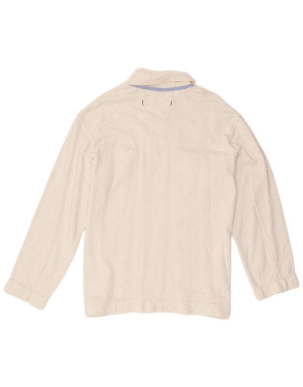 Replay Mens Long Sleeve Rugby Polo Shirt Large White Cotton
