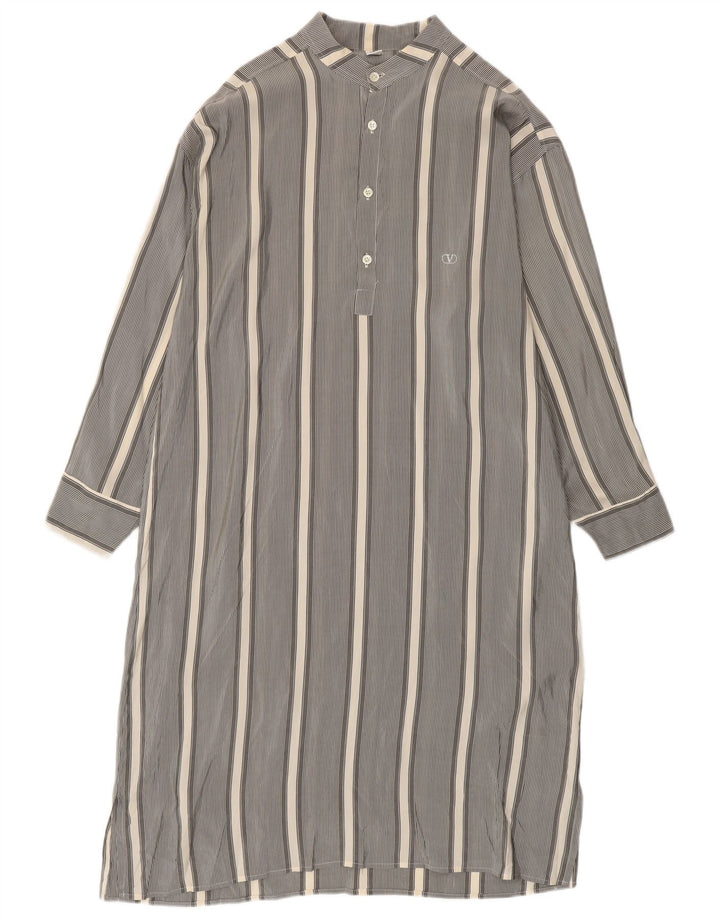 Valentino Womens Long Sleeve Pullover Shirt Dress IT 52 2XL Grey Striped