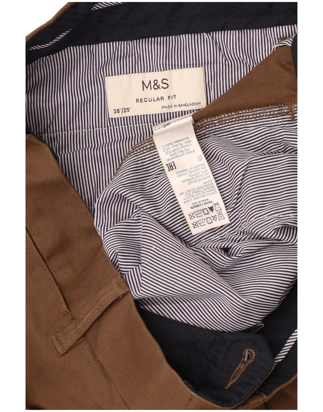Marks & Spencer Mens Regular Fit Straight Chino Trousers W38 L29 Brown