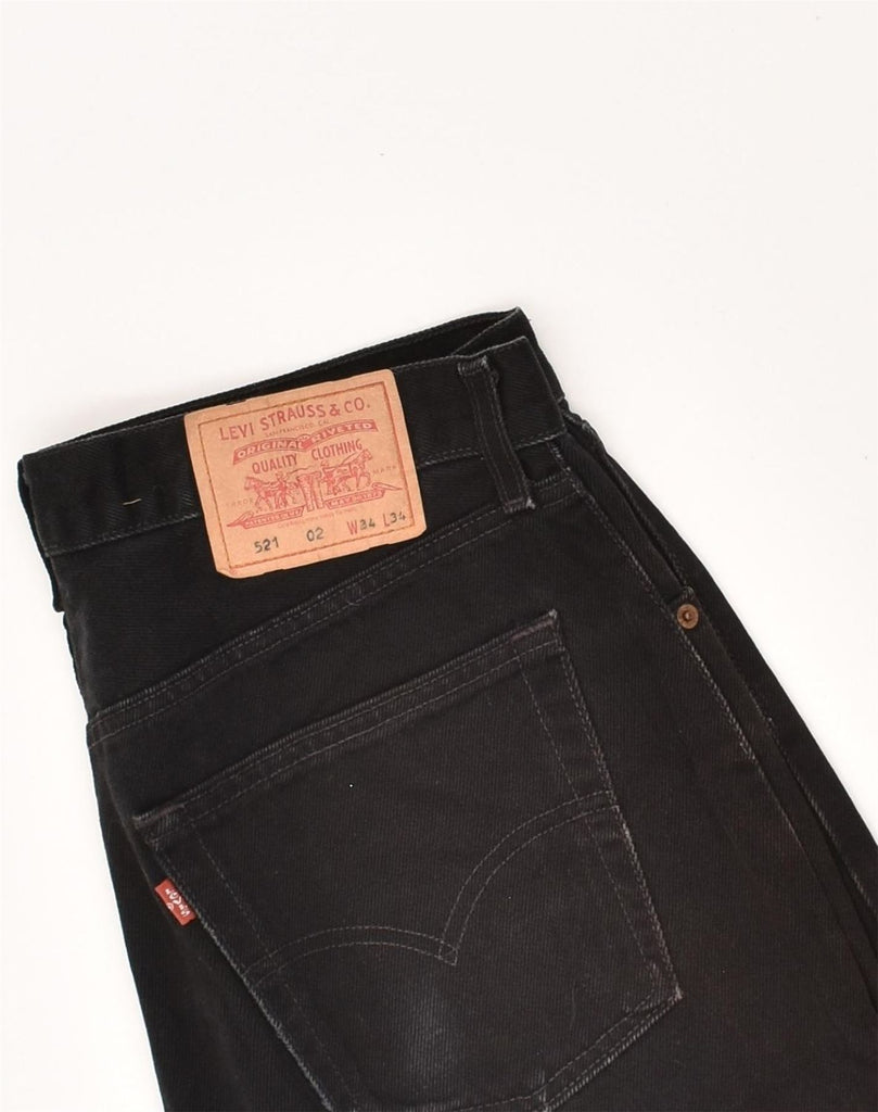 LEVI'S Mens 521 Slim Jeans W34 L30 Black Cotton | Vintage Levi's | Thrift | Second-Hand Levi's | Used Clothing | Messina Hembry 